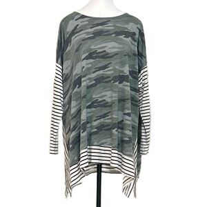 Paisley Grace Oversized Camo and Stripe Women's Tunic